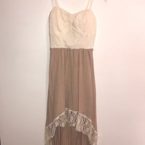 High-Low Cream and Tan Dress